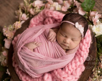 Antique Pink Cheesecloth baby wrap high grade, photography prop