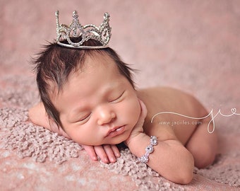 Leiah Mini Rhinestone Crown, Newborn Photography Prop, Toddler/Child Flower Girl Princess Tiara