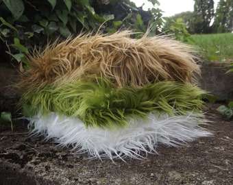 Set of 3 furs - olive green, camel, and white faux Mongolian fur, photography prop