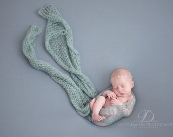 Ivory Mohair Tieback Headband With Floating Pearls - Photography Prop For All Ages