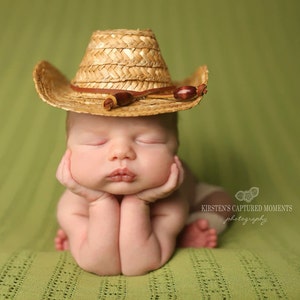 Newborn Cowboy Hat, Photography Prop, Country, Straw