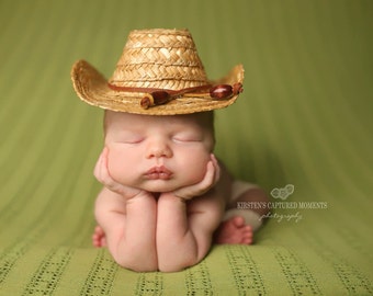 Newborn Cowboy Hat, Photography Prop, Country, Straw