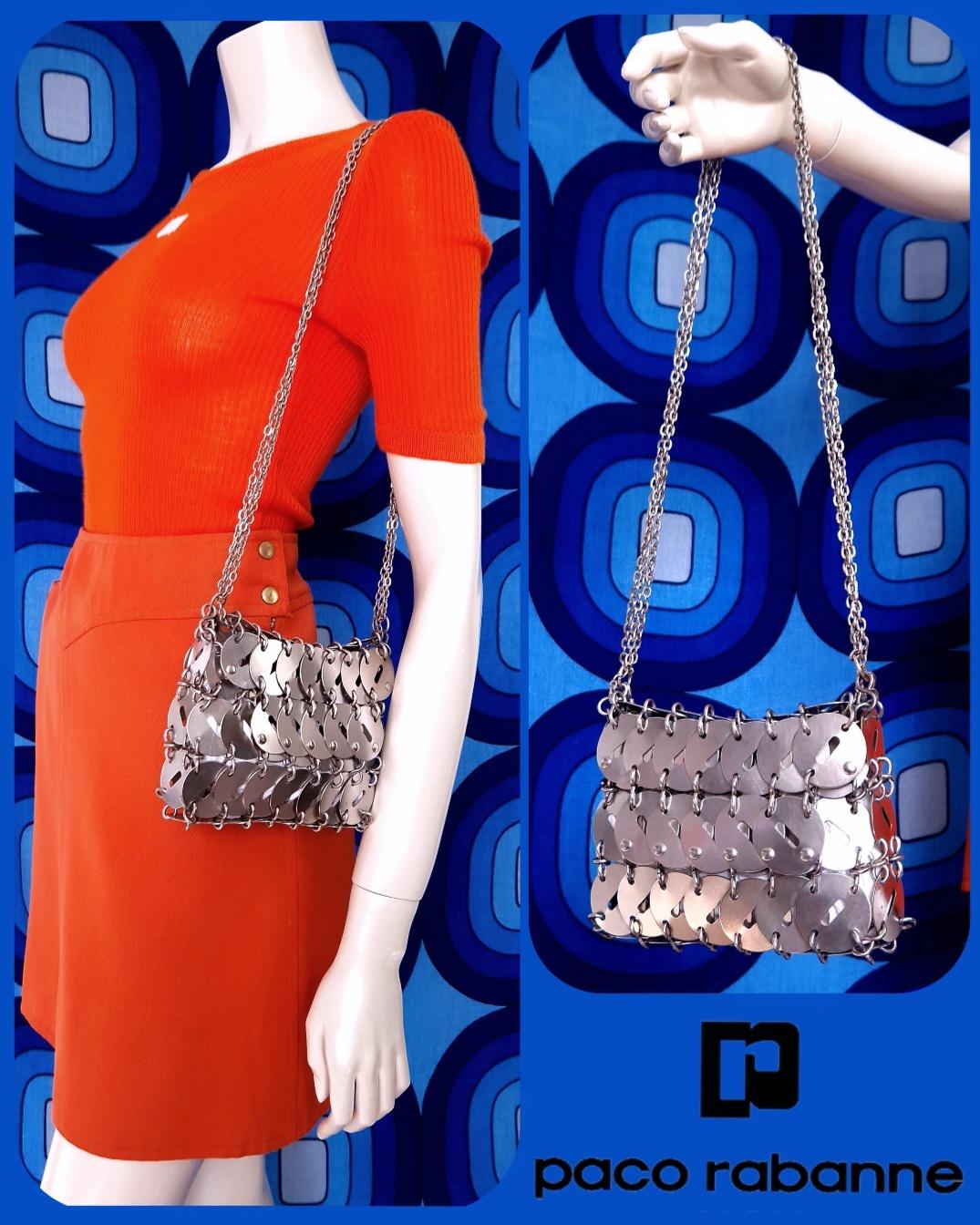 Sac Paco Rabanne Vintage Blanc 1970 Avec Petits Anneaux - Rare - Occasion