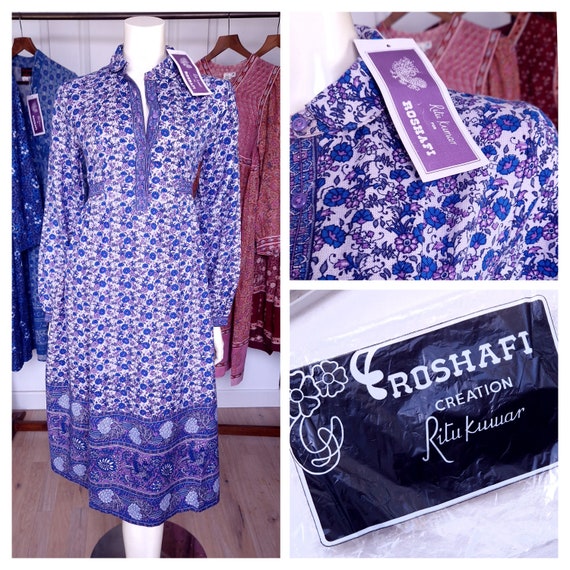 Dress Ritu Kumar Roshafi Vintage Indian indian Bl… - image 1