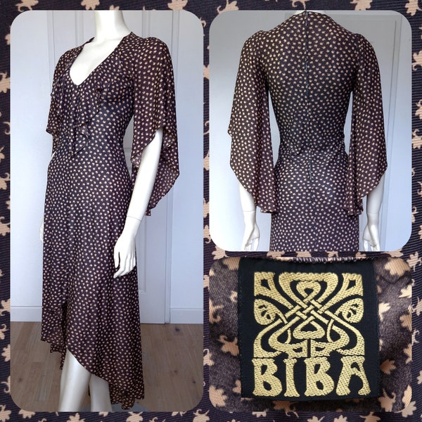 Robe Biba Vintage 1970 70's rare collector maxi dress made in england seventies london swinging