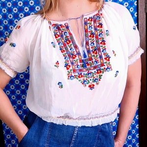 Hungarian Blouse Vintage 30s 1930 40&#39;s 1940 Modex Embroidered Hungarian Peasant embroidery bohemian gipsy penny lane hippy boho collector embroidery