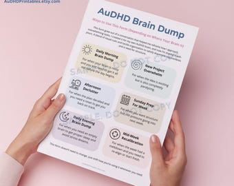 AuDHD Brain Dump Form | Stressbaserad uppgiftssortering | Utskrivbart verktyg för mental klarhet för vuxna med autism och ADHD