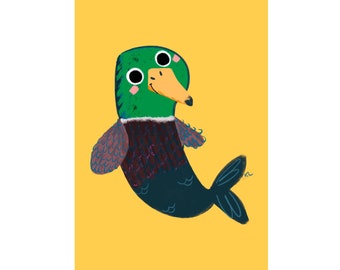 Duck Mermaid Art Print