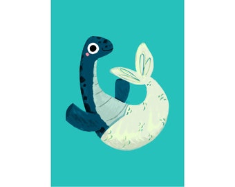Dino Mermaid Art Print