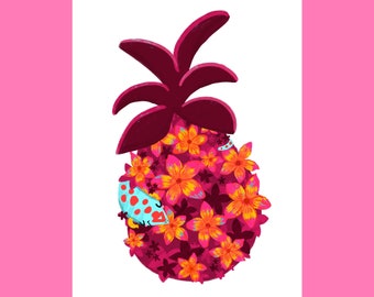 Flower Pineapple Art Print