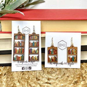 Bücherregal Ohrringe, Bücherregal Ohrringe, Buch Liebhaber Geschenke, Bibliophile Geschenk, Buchklub Geschenk, Geschenk für Lehrer, Buch Ohrringe für junge Mädchen