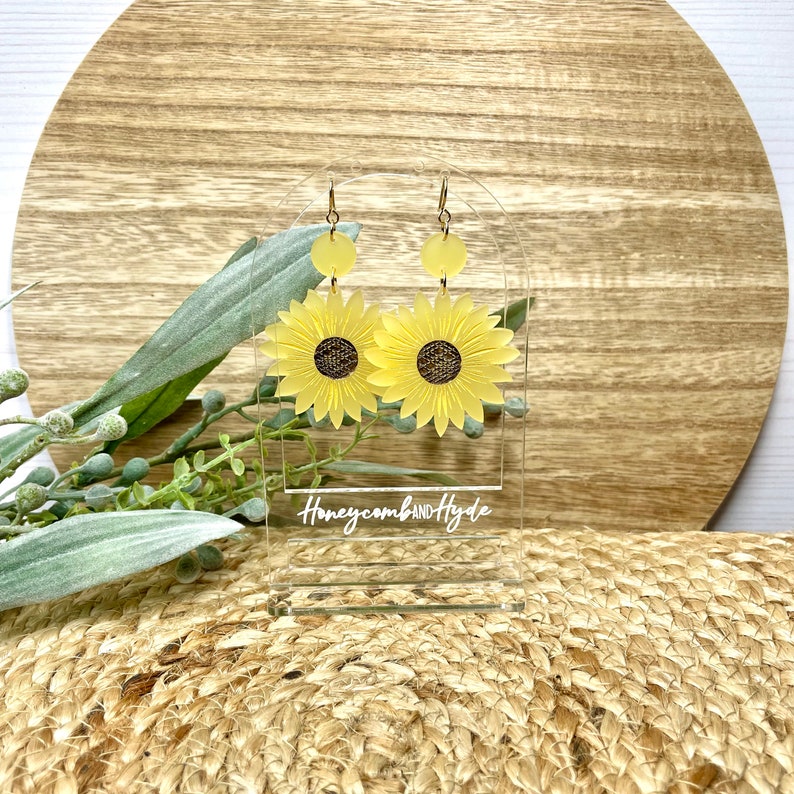 Sunflower Earrings Dangle, Acrylic Flower Earrings, Just Because Gift, For Sister, For Birthday, Friend Gift Jewelry, Floral Earrings image 5