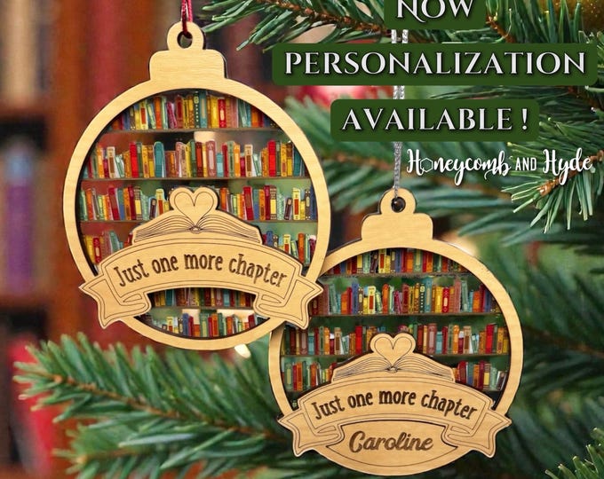 Chapter Swirls Book Ornament: Just One More Chapter Wood Engraved Ornament - Etsy