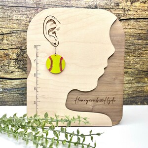 Softball Earrings for Athlete, Acrylic Earrings, Gift for Softball Mom, Sports Mom Jewelry, Lightweight Dangle Earrings, Stainless Steel image 2