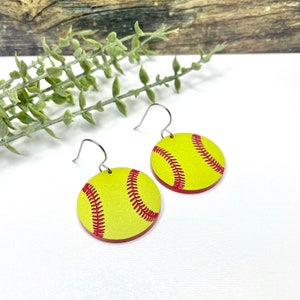 Softball Earrings for Athlete, Acrylic Earrings, Gift for Softball Mom, Sports Mom Jewelry, Lightweight Dangle Earrings, Stainless Steel image 5