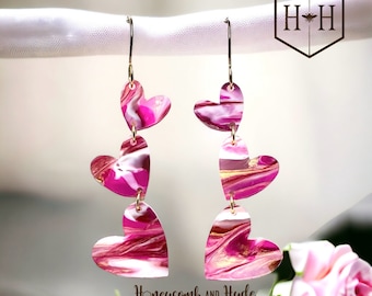 Boucles d'oreilles coeur pour la Saint-Valentin, boucles d'oreilles en acrylique tourbillon coeur, framboises enrobées de chocolat, pendentifs légers, cadeau pour ami, pour femme