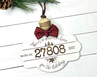 Personalized Zip Code Ornament, There’s No Place Like Home for the Holidays Ornament, Christmas Tree Ornament