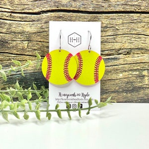 Softball Earrings for Athlete, Acrylic Earrings, Gift for Softball Mom, Sports Mom Jewelry, Lightweight Dangle Earrings, Stainless Steel image 1