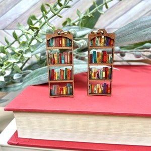 Book Lover Earrings, Book Shelf Earrings, Book Club Gifts, Gift for Bookworms, Teacher, Librarian, Bibliophile earrings, Best Friend Gift image 8