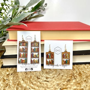Book Lover Earrings, Book Shelf Earrings, Book Club Gifts, Gift for Bookworms, Teacher, Librarian, Bibliophile earrings, Best Friend Gift image 6