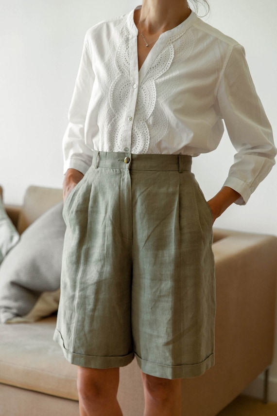 Olive green high waist shorts