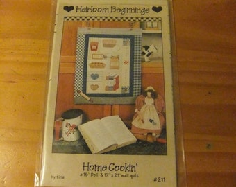 HEIRLOOM BEGINNINGS/Vintage Pattern/Home Cooking/15 Inch Doll Pattern/Wall Quilt Pattern