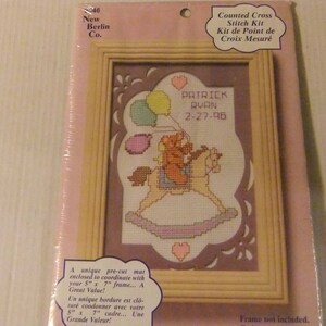 Baby&#39;s Birth Record Cross Stitch Kit with Decorative Pre-Cut Mat, New Berlin Co. #3546, Never Opened
