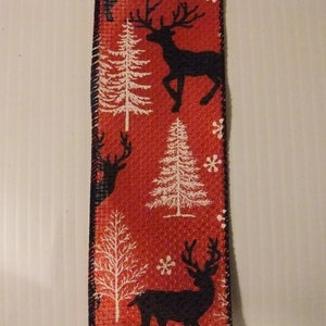 CHRISTMAS RIBBON - Reindeer In Winter Ribbon - Holiday Ribbon - Wire Edged Ribbon - 2.5&quot; x 25&#39;