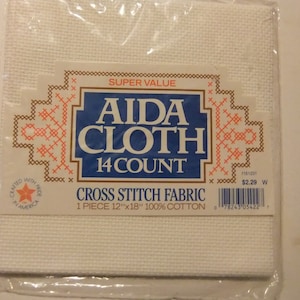 14 Count Aida Cloth - Cross Stitch Fabric - 12&quot; x 18&quot;  - 100% Cotton