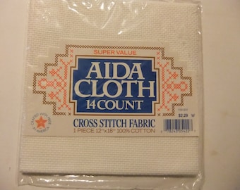14 Count Aida Cloth - Cross Stitch Fabric - 12" x 18"  - 100% Cotton