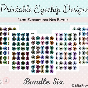 Afdrukbare Eyechip Designs - 14mm realistische ogen voor Neo Blythe Doll - Bundel Zes
