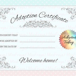 Printable Doll Adoption Certificate for Doll Customisers, Blythe Doll ...