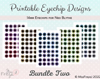 Druckbare Eyechip Designs - 14mm Realistische Augen für Neo Blythe Doll - Bundle Two