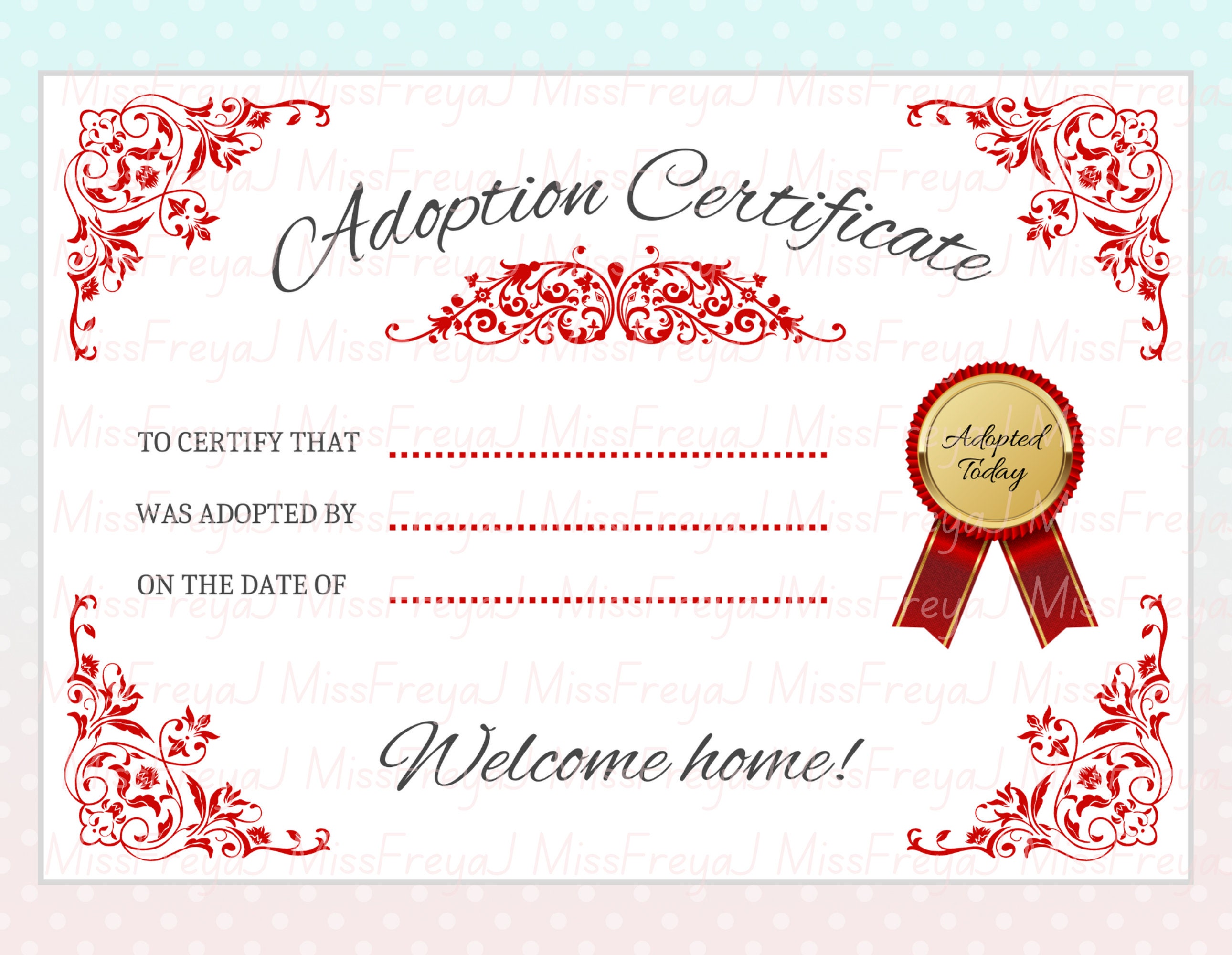 Printable Doll Adoption Certificate for Doll Customisers - Etsy Australia