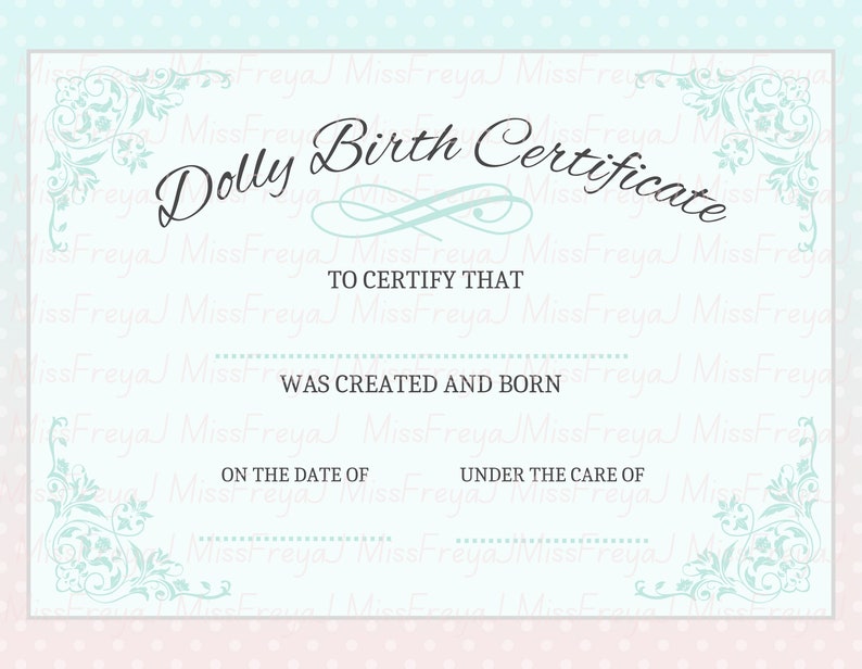 Printable Doll Birth Certificate for Doll Customisers Etsy Printable Doll Birth Certificate for Doll Customisers Etsy