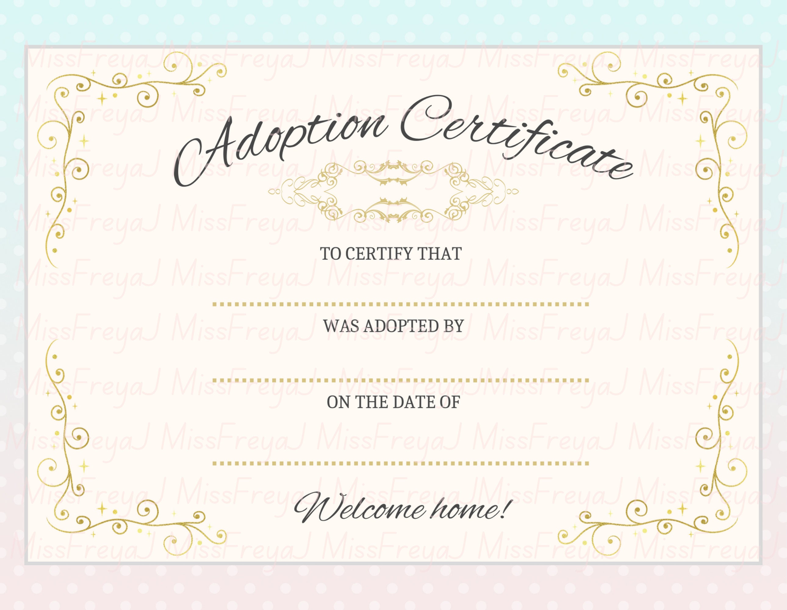 Printable Doll Adoption Certificate for Doll Customisers - Etsy Australia