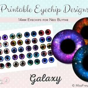 Printable Eyechip Designs - 14mm Realistic Eyes for Neo Blythe Doll - Galaxy, Galaxies, Nebula, Space, Aurora