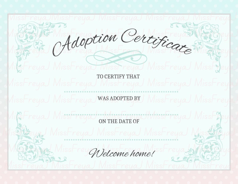 Printable Doll Adoption Certificate for Doll Customisers - Etsy