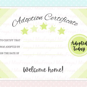 Printable Doll Adoption Certificate for Doll Customisers, Blythe Doll ...