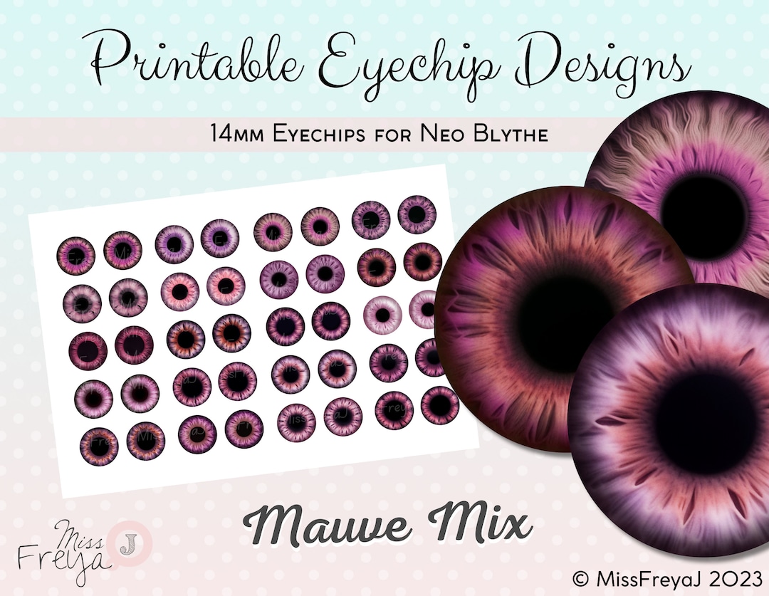 Printable Eyechip Designs - 14mm Realistic Eyes for Neo Blythe Doll ...