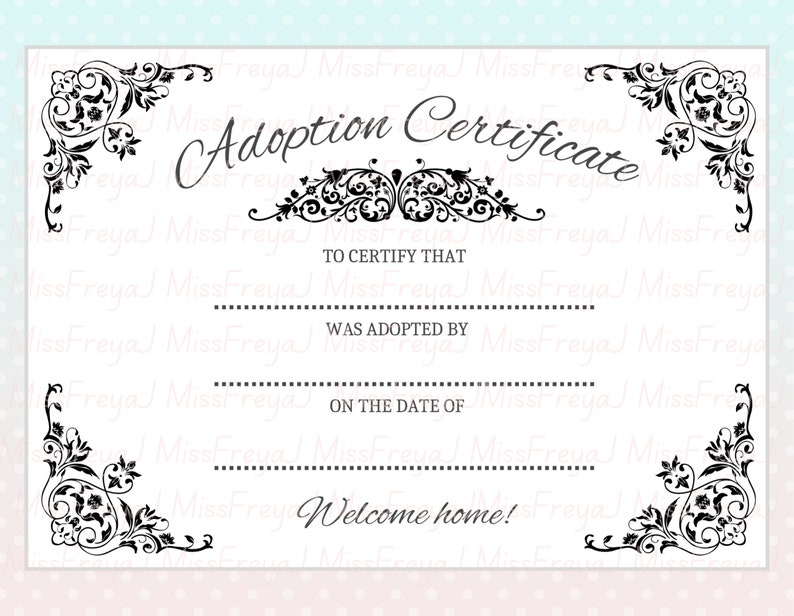 Printable Doll Adoption Certificate for Doll Customisers - Etsy