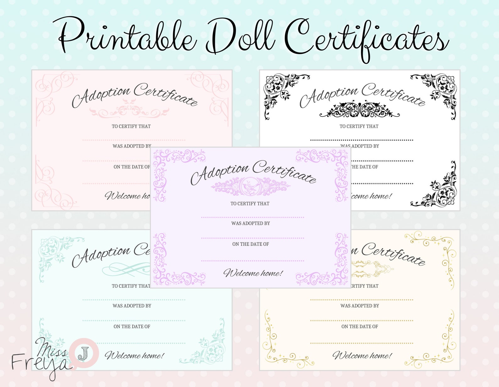Printable Doll Adoption Certificate for Doll Customisers - Etsy