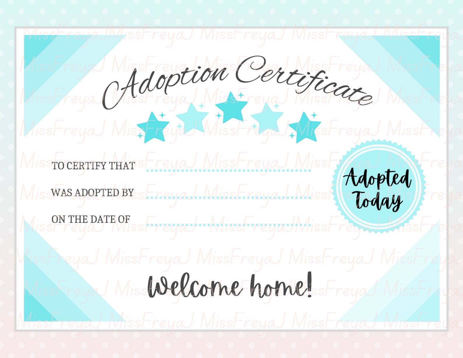 Printable Doll Adoption Certificate for Doll Customisers - Etsy Australia