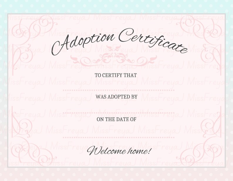 Printable Doll Adoption Certificate for Doll Customisers - Etsy