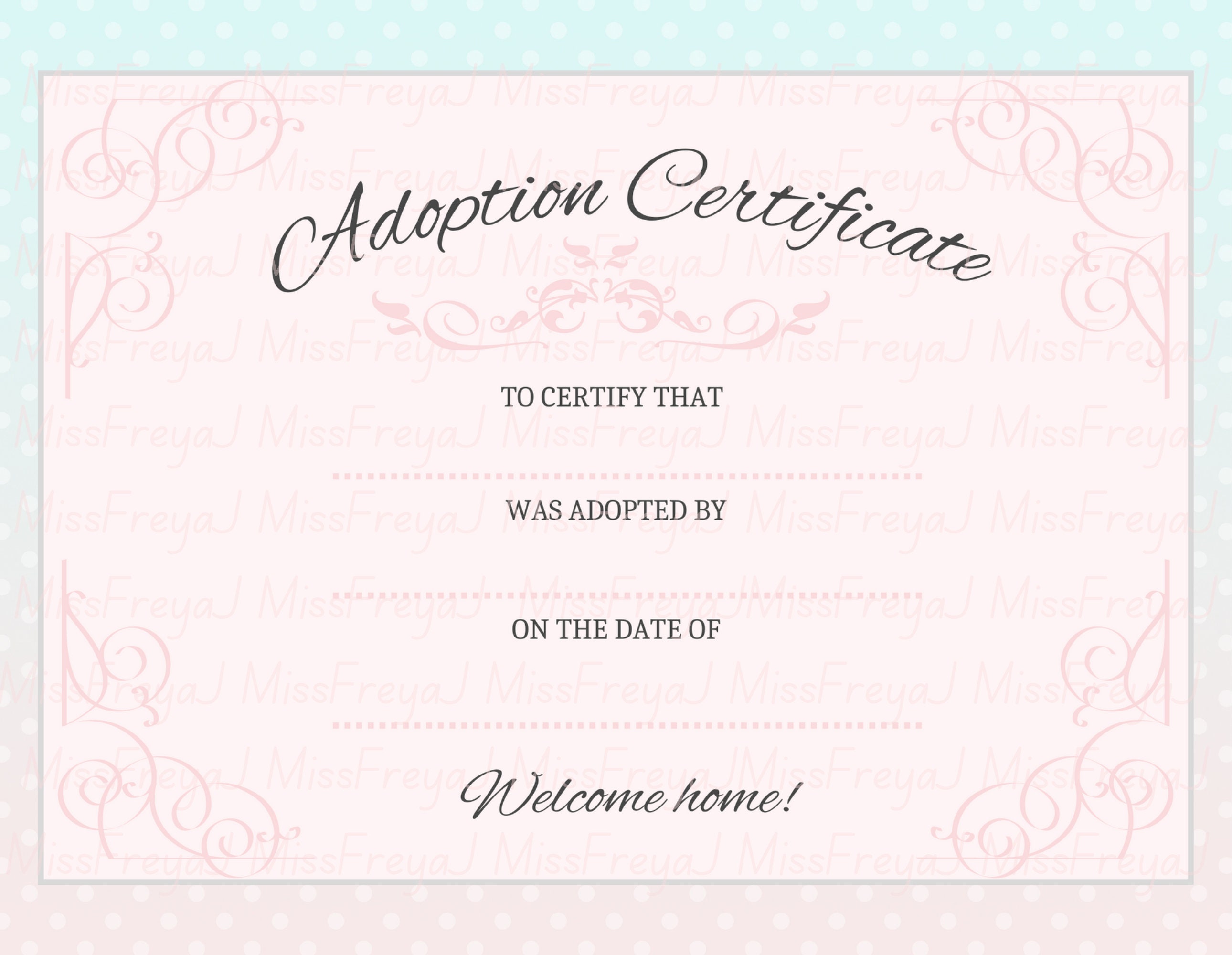 Printable Doll Adoption Certificate for Doll Customisers - Etsy Australia