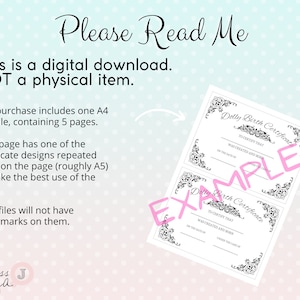 Printable Doll Adoption Certificate for Doll Customisers, Blythe Doll ...