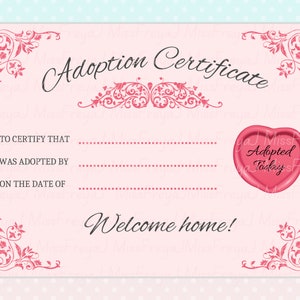 Printable Doll Adoption Certificate for Doll Customisers, Blythe Doll ...