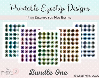 Druckbare Eyechip Designs - 14mm Realistische Augen für Neo Blythe Doll - Bundle One