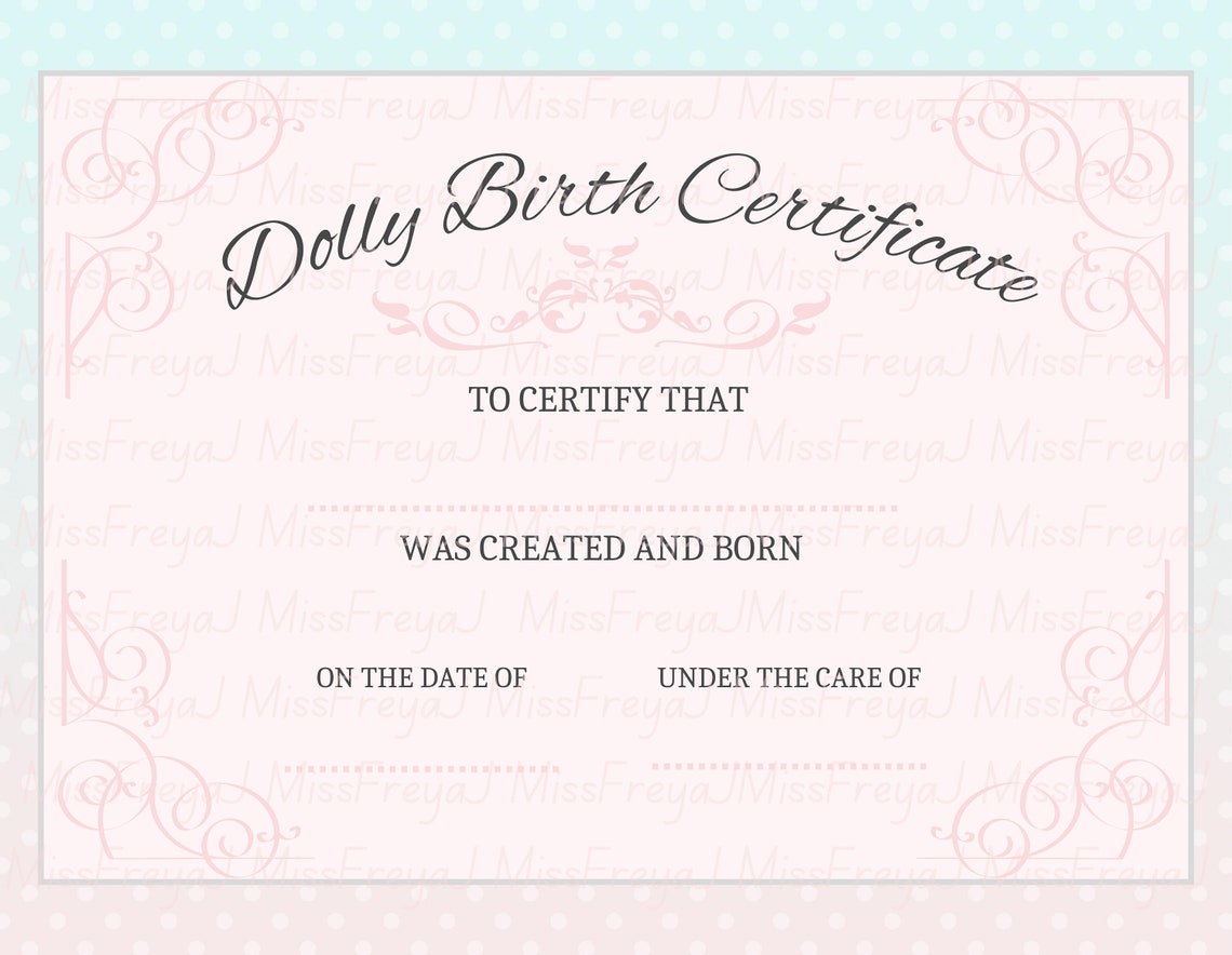 Printable Doll Birth Certificate for Doll Customisers Etsy Printable Doll Birth Certificate for Doll Customisers Etsy