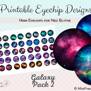 Printable Eyechip Designs - 14mm Fantasy Eyes for Neo Blythe Doll - Galaxy Pack 2